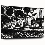 Urban Industrial Skyline - Modern Monochrome Art Print by Henry Lyman Sayen