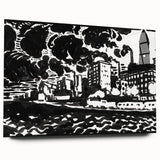 Urban Industrial Skyline - Modern Monochrome Art Print by Henry Lyman Sayen