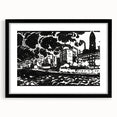 Urban Industrial Skyline - Modern Monochrome Art Print by Henry Lyman Sayen