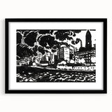 Urban Industrial Skyline - Modern Monochrome Art Print by Henry Lyman Sayen