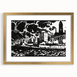 Urban Industrial Skyline - Modern Monochrome Art Print by Henry Lyman Sayen