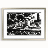 Urban Industrial Skyline - Modern Monochrome Art Print by Henry Lyman Sayen