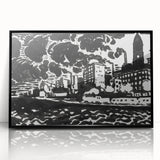 Urban Industrial Skyline - Modern Monochrome Art Print by Henry Lyman Sayen