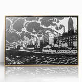 Urban Industrial Skyline - Modern Monochrome Art Print by Henry Lyman Sayen