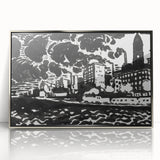 Urban Industrial Skyline - Modern Monochrome Art Print by Henry Lyman Sayen