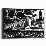Urban Industrial Skyline - Modern Monochrome Art Print by Henry Lyman Sayen