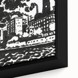 Urban Industrial Skyline - Modern Monochrome Art Print by Henry Lyman Sayen