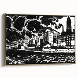Urban Industrial Skyline - Modern Monochrome Art Print by Henry Lyman Sayen