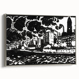 Urban Industrial Skyline - Modern Monochrome Art Print by Henry Lyman Sayen