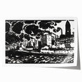 Urban Industrial Skyline - Modern Monochrome Art Print by Henry Lyman Sayen