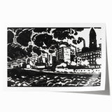 Urban Industrial Skyline - Modern Monochrome Art Print by Henry Lyman Sayen