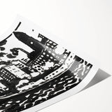 Urban Industrial Skyline - Modern Monochrome Art Print by Henry Lyman Sayen