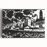Urban Industrial Skyline - Modern Monochrome Art Print by Henry Lyman Sayen