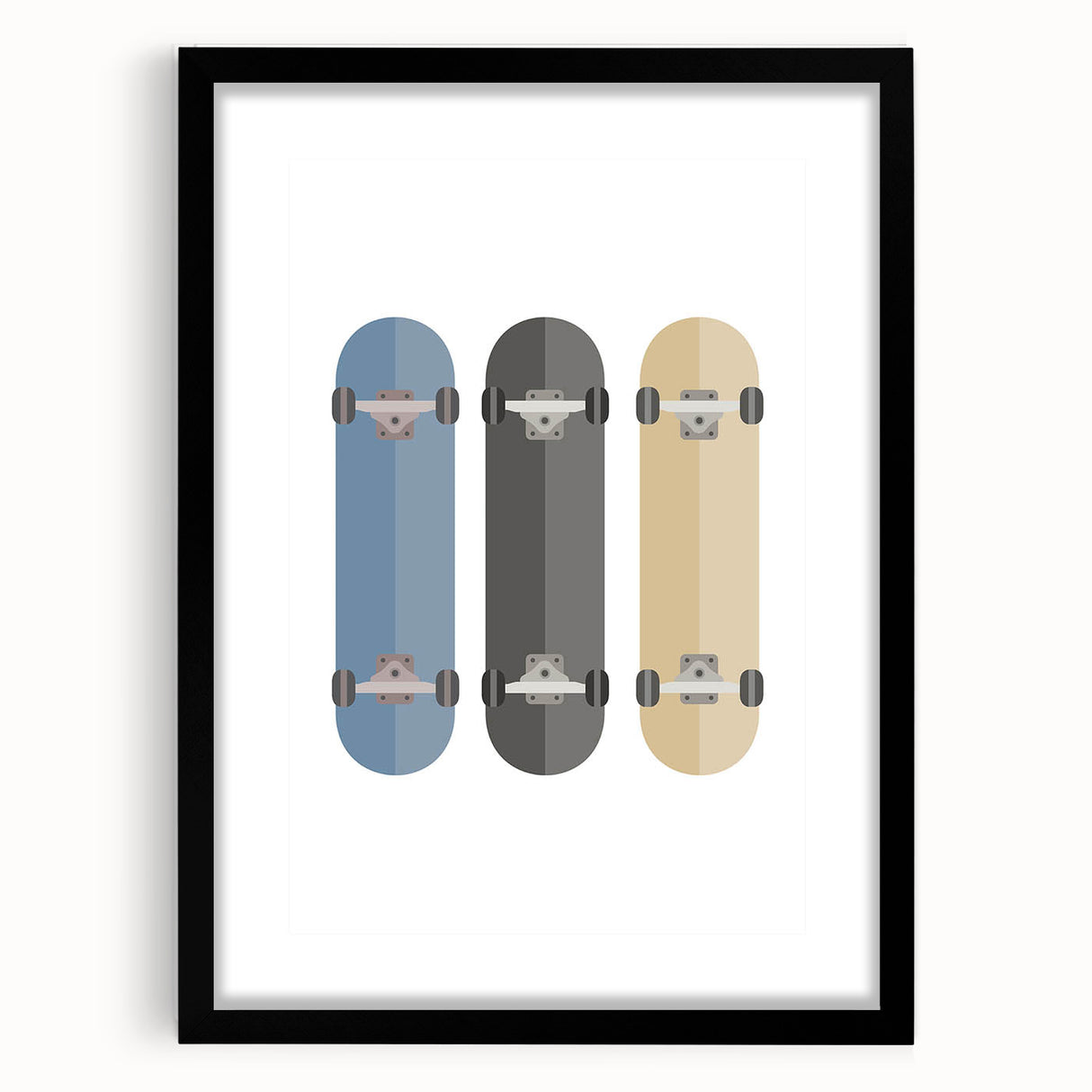 Modern Typography Skateboard Art Print – Minimalist Wall Decor