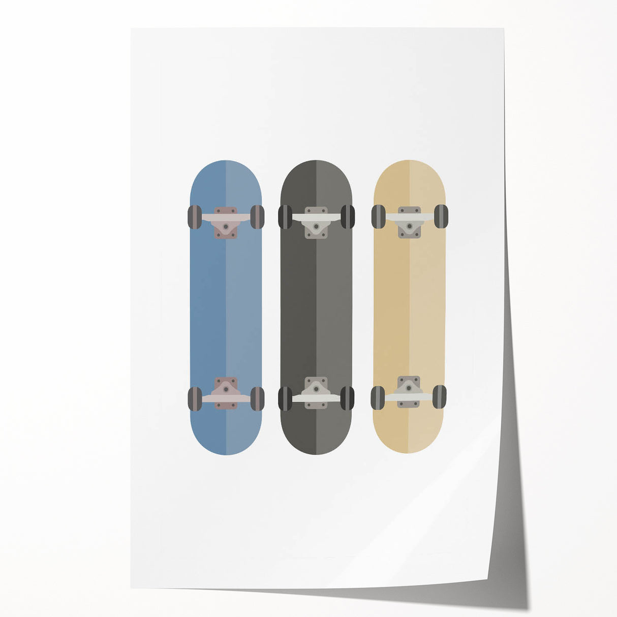 Modern Typography Skateboard Art Print – Minimalist Wall Decor