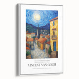 Vintage poster art of a Van Gogh impressionist painting on a framed canvas, featuring vibrant, colorful brush strokes.