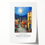 Impressionist floral art by Van Gogh on a rolled print, displaying vivid blue and yellow tones.