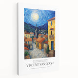 Impressionist style painting with vibrant blue and yellow tones on a stretched canvas, suitable for kitchen wall art.