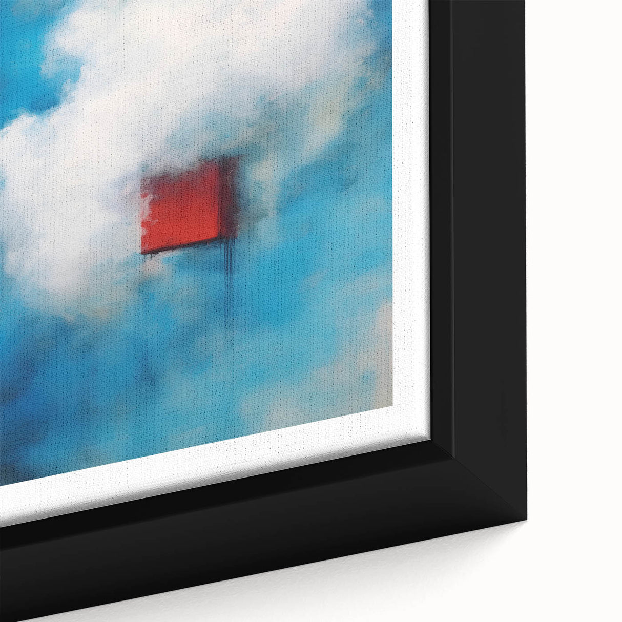 Extra large framed canvas featuring a textured black background with vibrant, colorful abstract shapes.