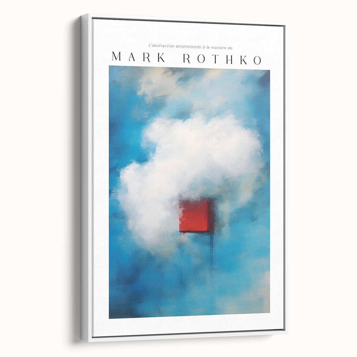 Vintage poster art featuring a Rothko-inspired abstract design in vibrant colors on a large framed canvas.
