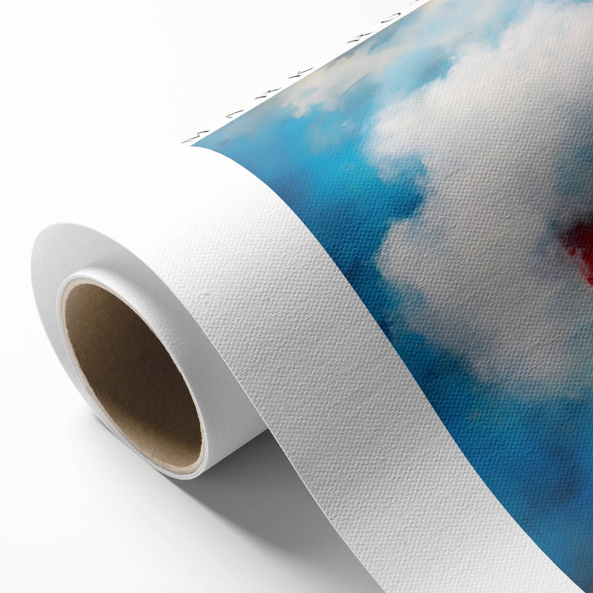 Rolled canvas with a modern, abstract design in soft pastel colors, suitable as nursery wall art or dining room decor.