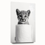 Adorable Cub Bathroom Wall Art - Modern Black and White Decor
