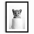 Adorable Cub Bathroom Wall Art - Modern Black and White Decor
