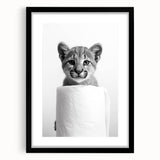 Adorable Cub Bathroom Wall Art - Modern Black and White Decor