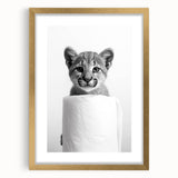 Adorable Cub Bathroom Wall Art - Modern Black and White Decor