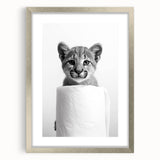 Adorable Cub Bathroom Wall Art - Modern Black and White Decor
