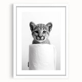 Adorable Cub Bathroom Wall Art - Modern Black and White Decor