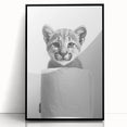 Adorable Cub Bathroom Wall Art - Modern Black and White Decor