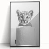 Adorable Cub Bathroom Wall Art - Modern Black and White Decor