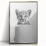 Adorable Cub Bathroom Wall Art - Modern Black and White Decor