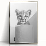 Adorable Cub Bathroom Wall Art - Modern Black and White Decor