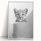 Adorable Cub Bathroom Wall Art - Modern Black and White Decor