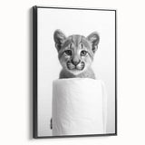 Adorable Cub Bathroom Wall Art - Modern Black and White Decor