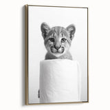 Adorable Cub Bathroom Wall Art - Modern Black and White Decor