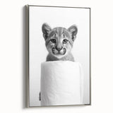 Adorable Cub Bathroom Wall Art - Modern Black and White Decor