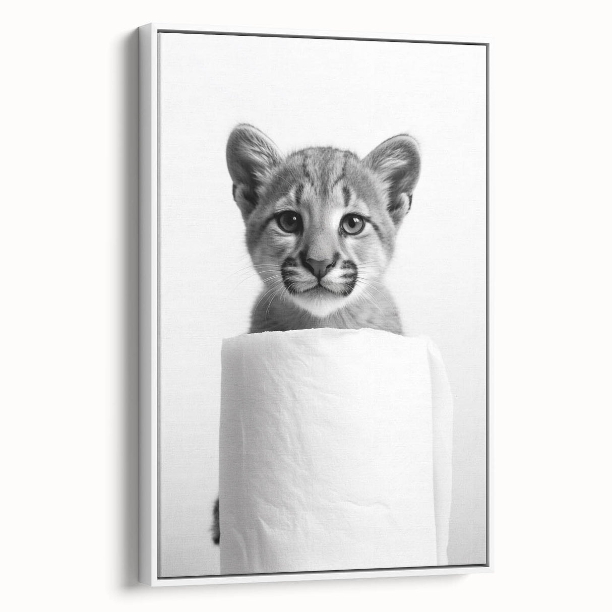 Adorable Cub Bathroom Wall Art - Modern Black and White Decor