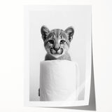 Adorable Cub Bathroom Wall Art - Modern Black and White Decor