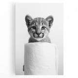 Adorable Cub Bathroom Wall Art - Modern Black and White Decor