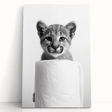 Adorable Cub Bathroom Wall Art - Modern Black and White Decor