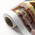 Art Deco style poster of an Egyptian landscape on a rolled canvas, with warm earth tones.