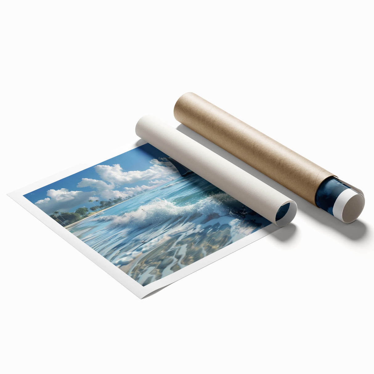 Extra large rolled print depicting vibrant Kenyan scenery with floral elements, suitable for bathroom or living room decor.