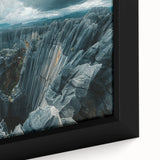 Extra large framed canvas featuring a textured depiction of a Madagascar landscape in vibrant colors.
