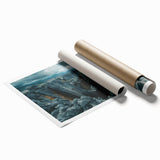 Extra large rolled print of Madagascar scenery with vibrant flora colors, ideal for classy bathroom wall art.