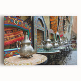 Black and white photograph of a Moroccan landscape on large stretched canvas, ideal for kitchen wall art.