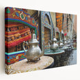 Large canvas print depicting a Moroccan landscape in earthy tones, ideal for kitchen wall art.