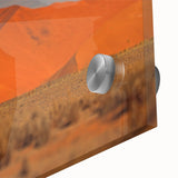 Large abstract depiction of Namibian scenery on acrylic glass, using earth tones, ideal for dining room art.